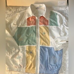 Alfred Dunner pastel color block elastic cuffs/waist, two pockets EUC